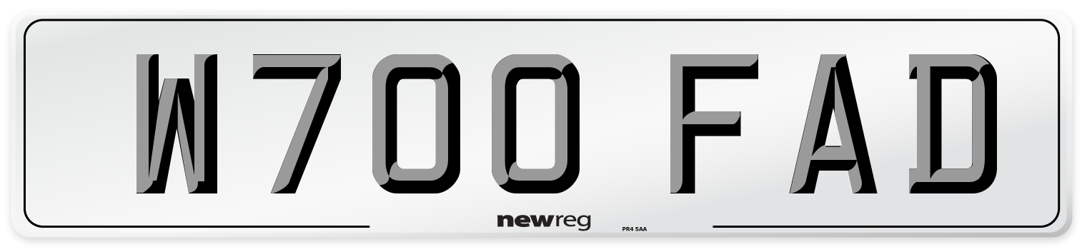 W700 FAD Number Plate from New Reg